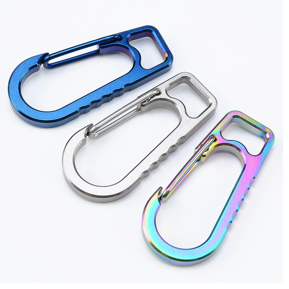 Titanium Alloy Carabiner Spring Snap Hook Clip KeyChain Quick Release Buckle 2pc