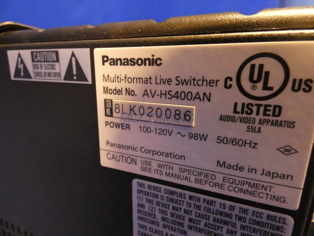 Panasonic AV-HS400A 6 Input Multi-Format HD Switcher w/ AV-HS04M5, AV-HS04M3