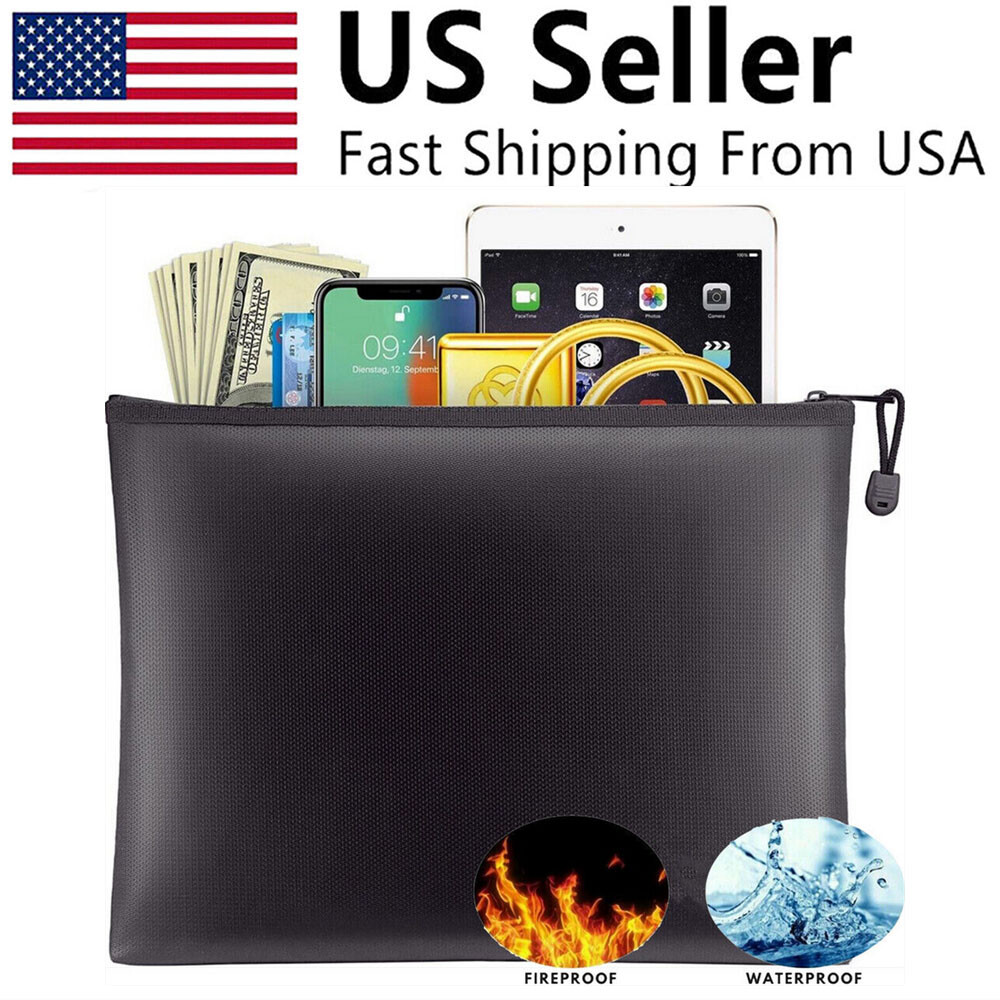 2000℉ New Fire Proof money Bag Fireproof Document Pouch Waterproof Safe Cash