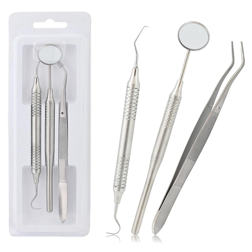 Premium German 3 Instruments Basic Dental Set Mirror Explorer College Plier Holo