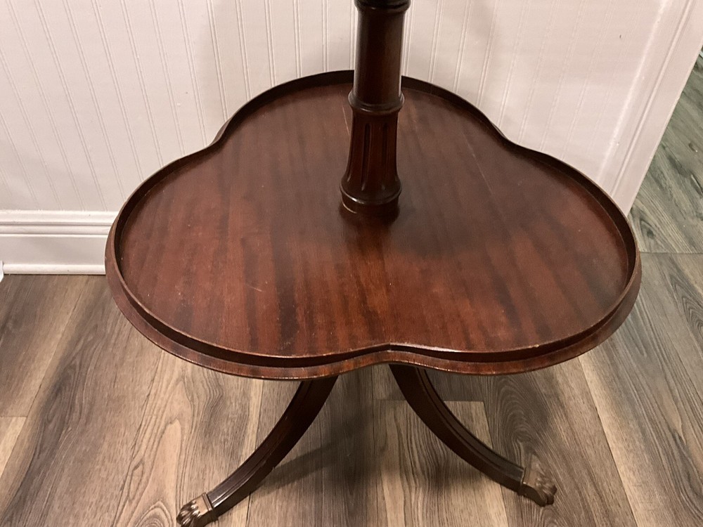 Solid Walnut 2 Tier End Table / Dumbwaiter Table Pre-owned