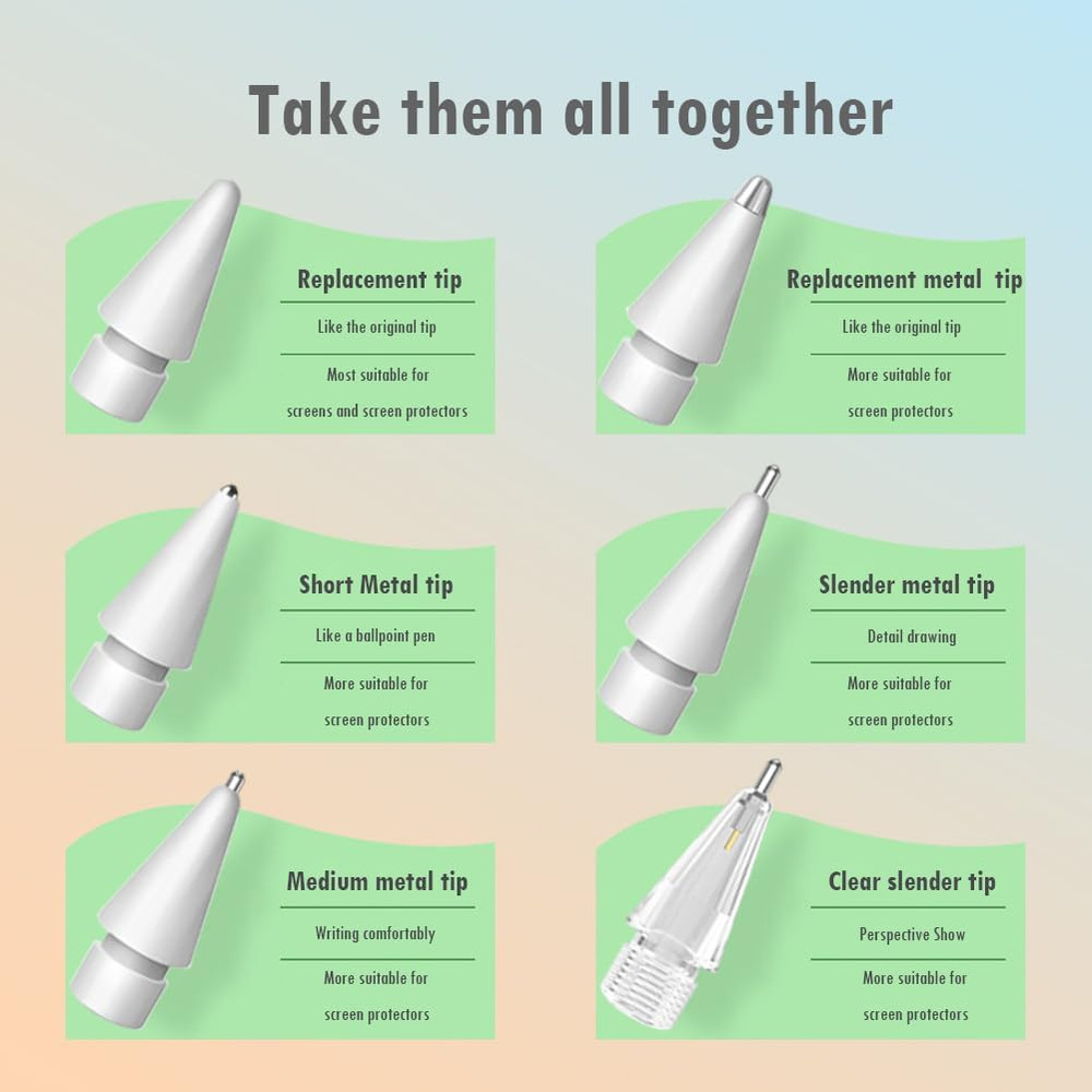 Replacement Pencil Tips for Apple Pencil, Multiple Durable Ipencil Tip Nibs Acce