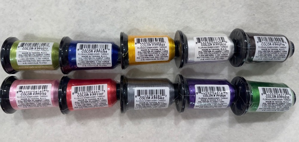 Floriani Embroidery Thread 10 New Spools Polyester Multiple Colors