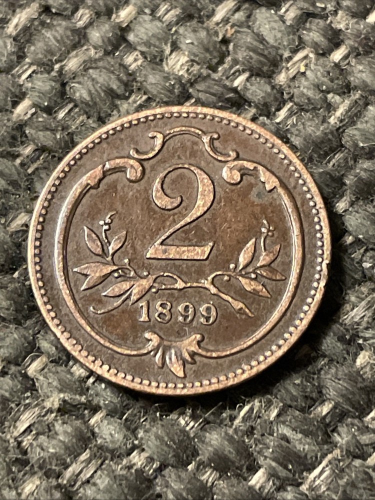 1899 Austria 2 Heller Coin