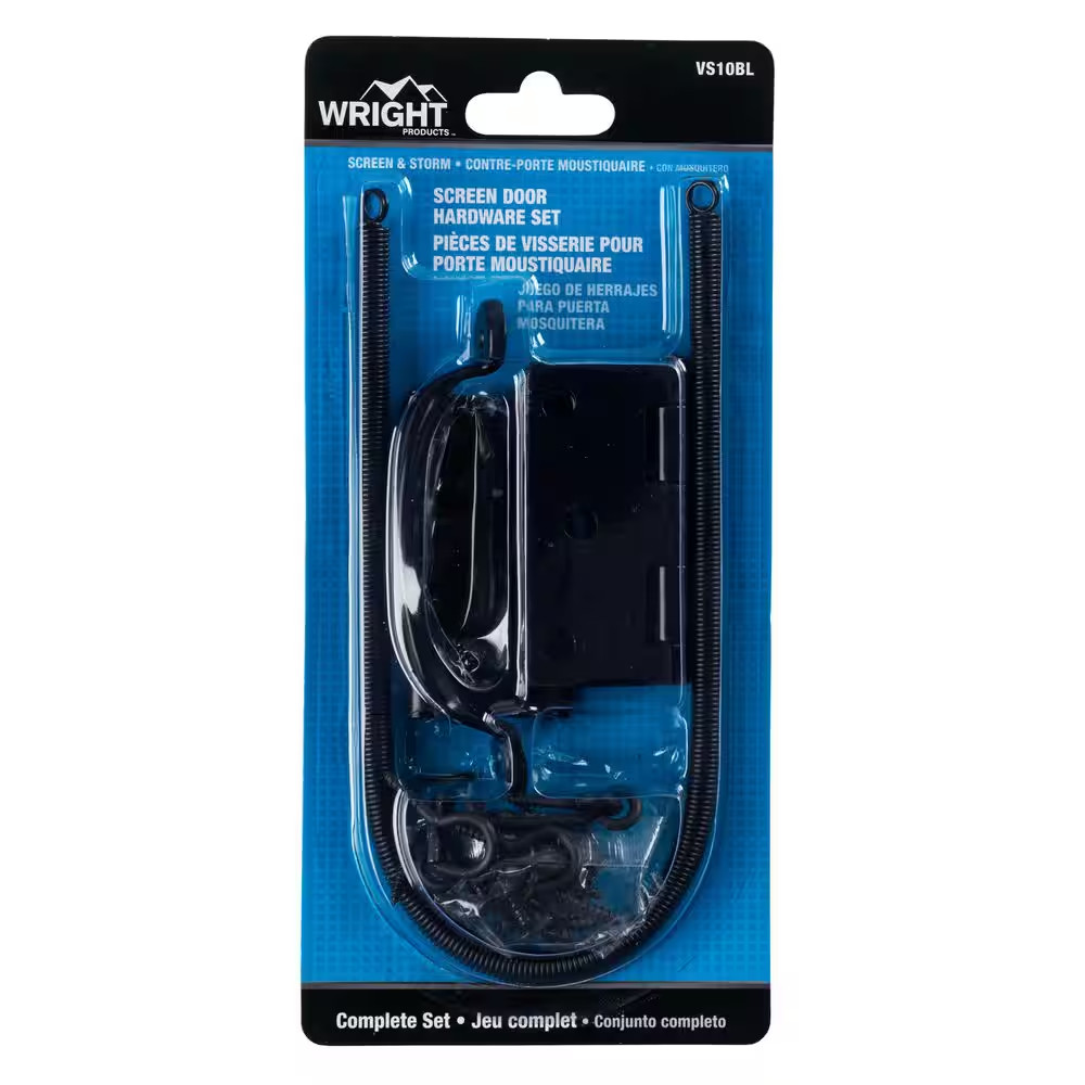 Screen and Storm Door Set with Spring, Black