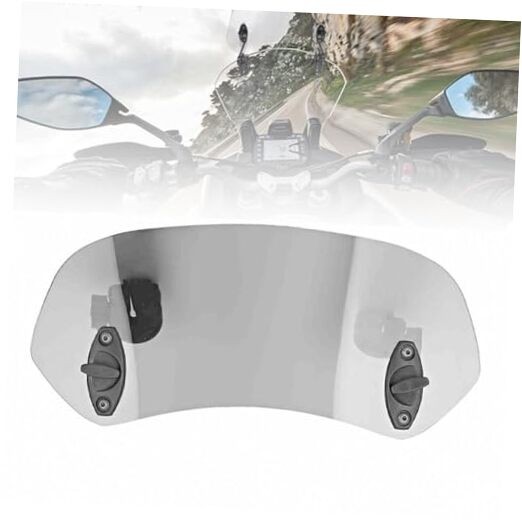 Motorcycle Windscreen Extension, Adjustable Clip-on Wind Deflector, Tawny