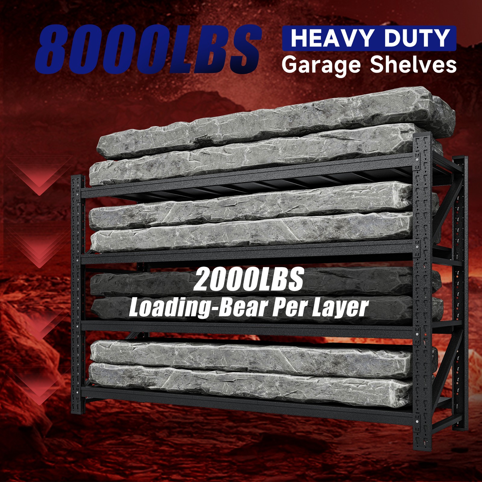 9000LB Heavy Duty Steel Shelves 77"W Garage/Warehouse Metal Storage Rack