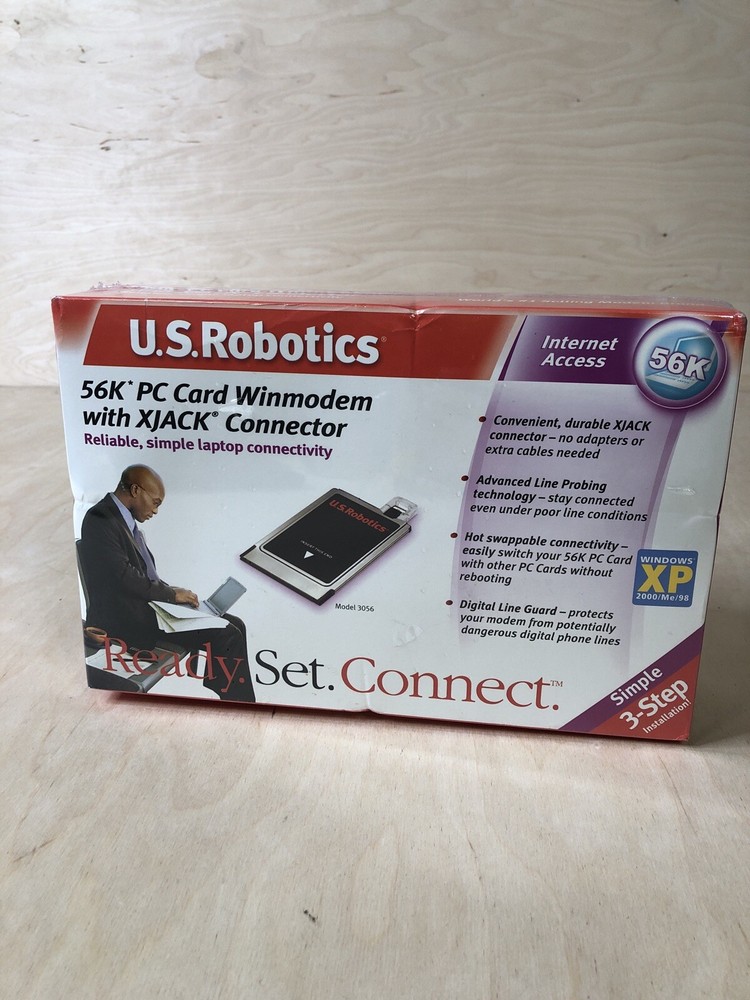 US Robotics USR3056 56K PC Card Winmodem w/ XJACK Connector Internet Access NEW!