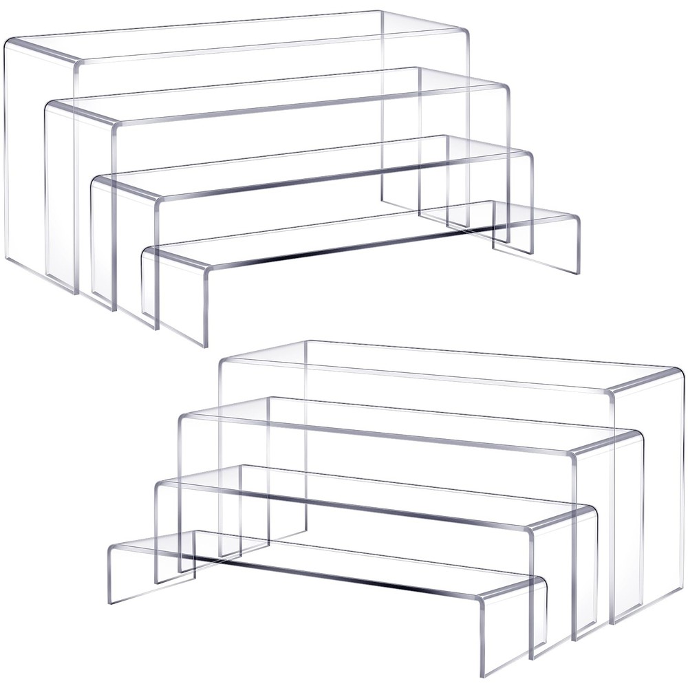 8 Pcs Large Acrylic Display Riser 4 Sizes(11”L~12”L) Clear Rectangular Acryli...