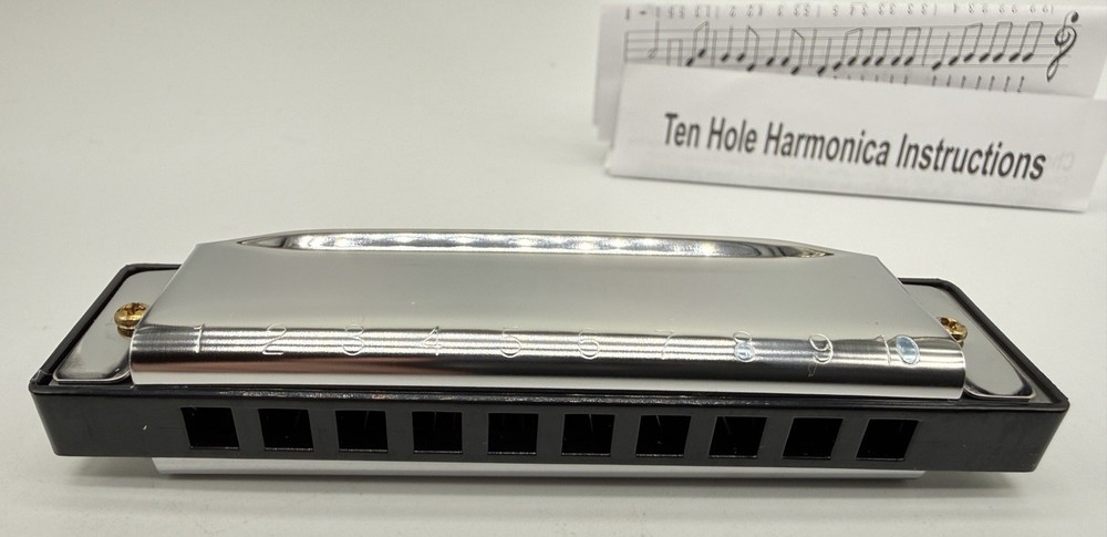 Ten Hole Harmonica with Case & Instructions