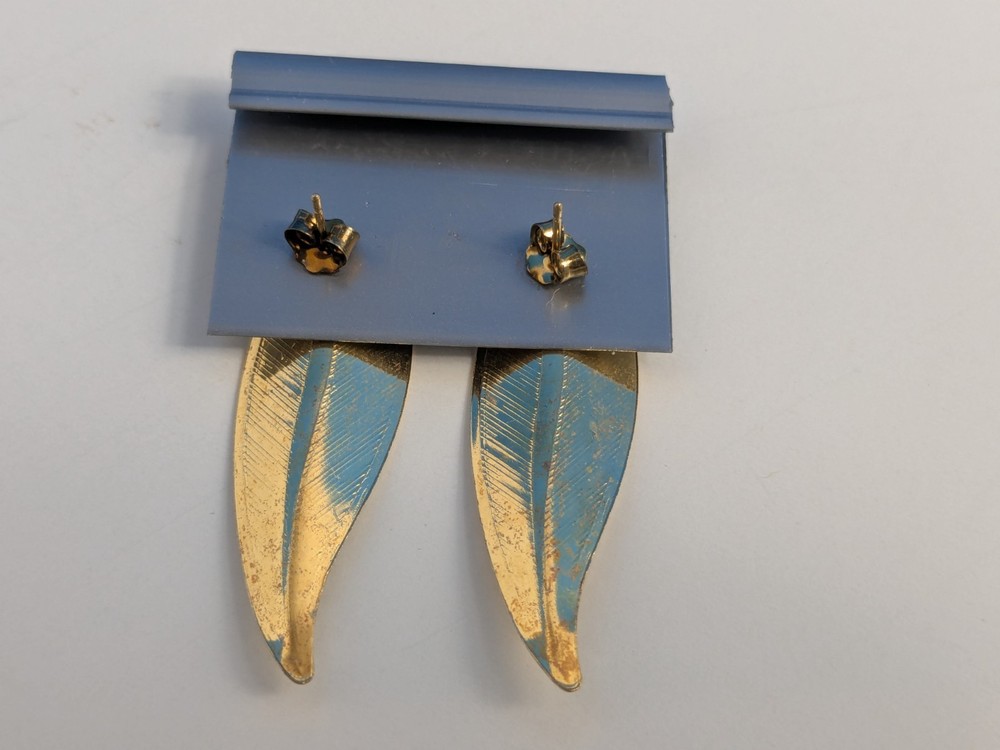 Leaf Leaves Tree Plant Lanceolate Vintage 80s Earrings