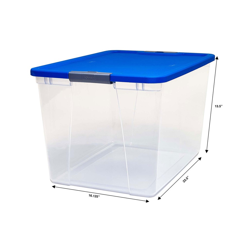 Homz 64 Qt Secure Latch Large Clear Stackable Storage Container w/ Lid (2 Pack)