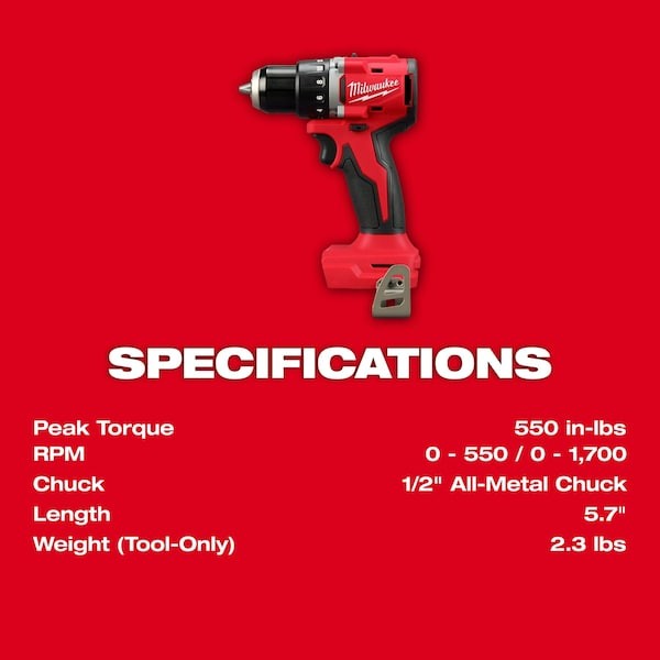 Milwaukee Tool 3601-20 M18 Compact Brushless 1/2" Drill/Driver