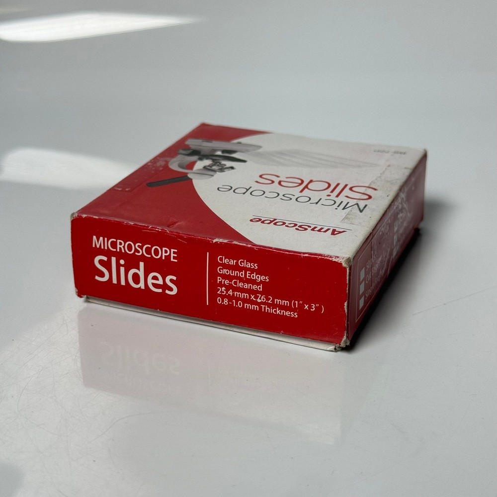 AmScope Microscope Slides 72pc Ground Edges Single Frosted CIB