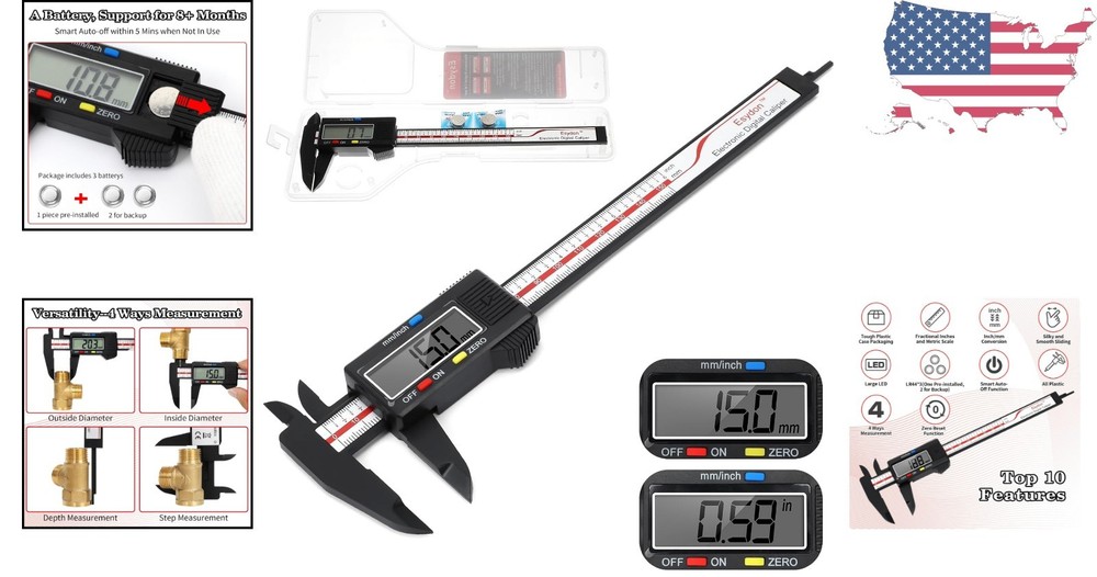 6-Inch Digital Caliper – Essential Measuring Tool with Protective Plastic Case