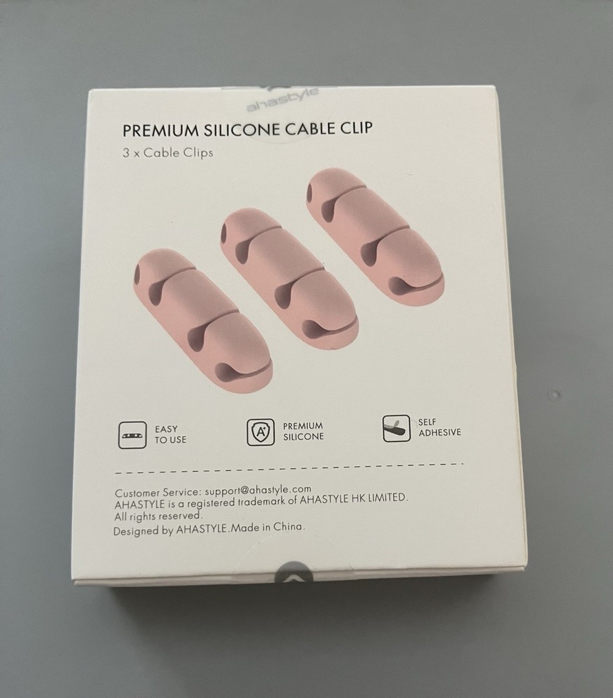 Ahastyle 3-Pack Cable Clip Organizer Compact Design Desk Cable Holder, Pink