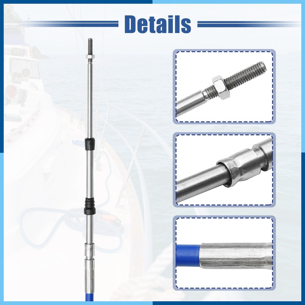2 Pcs 6ft 1.8 Meter 71inch Marine Throttle Shift Remote Control Box Cable Blue