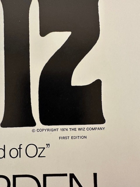 THE WIZ UNCUT POSTER VINTAGE 1974 FIRST EDITION 20''x26'' RARE