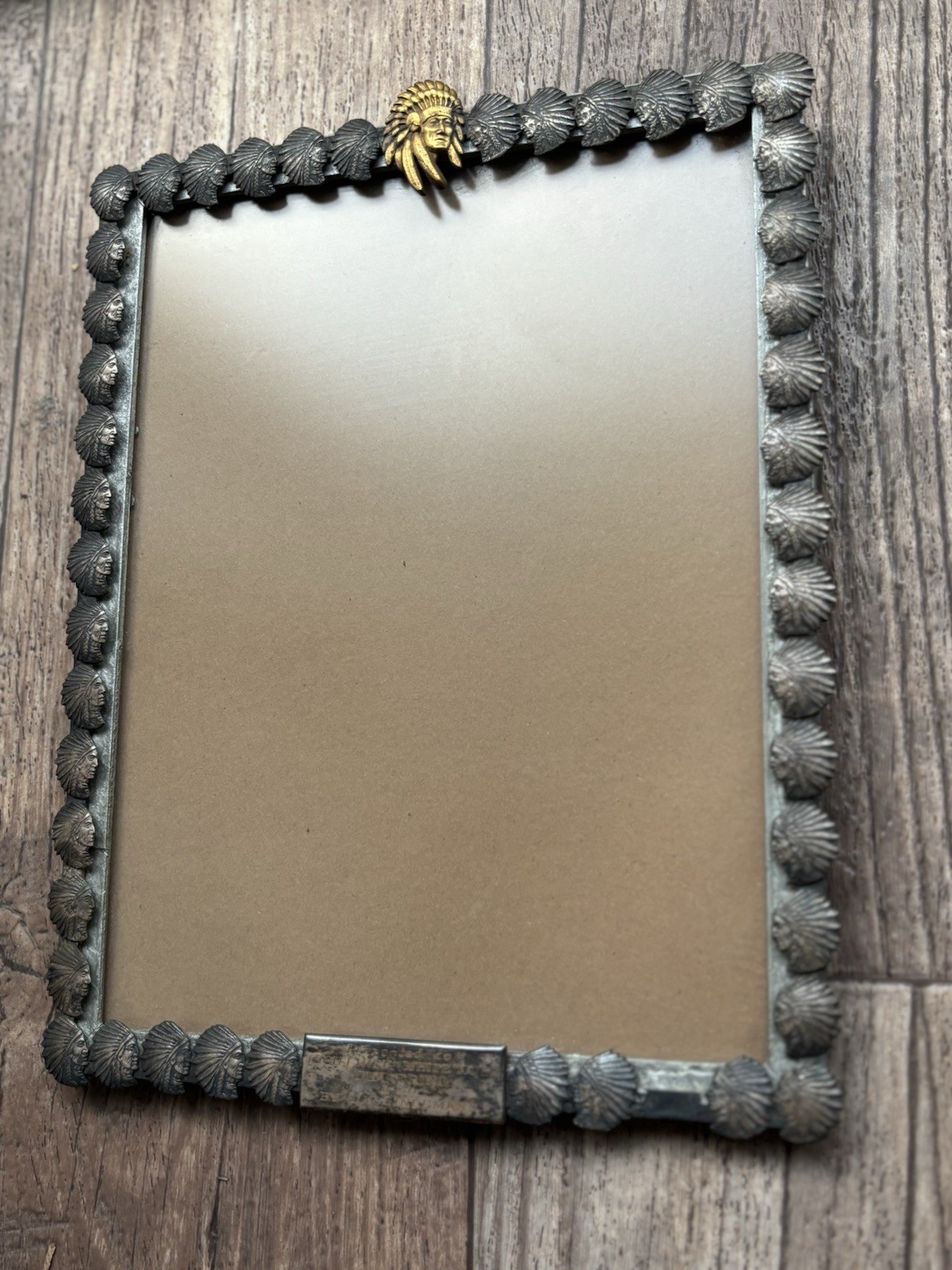 Vtg Rare 1959 Native American Chief Picture Photo Frame High Chief White Wolf