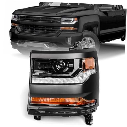 Headlight Assembly Compatible with Chevy Silverado 1500 2016 Left Driver Side