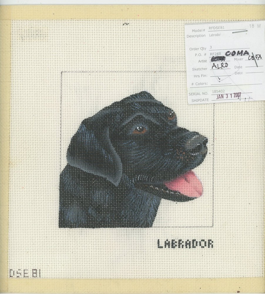 Rishfeld Designs Labrador Portrait Hand Painted Needlepoint Canvas **READ**