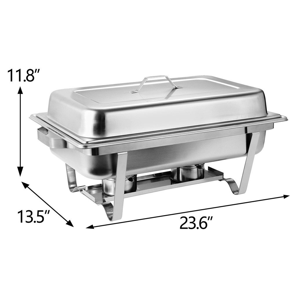4 Pack Durable 8-Qt.Stainless Steel Rectangular Buffet Trays Chafer Chafing Dish