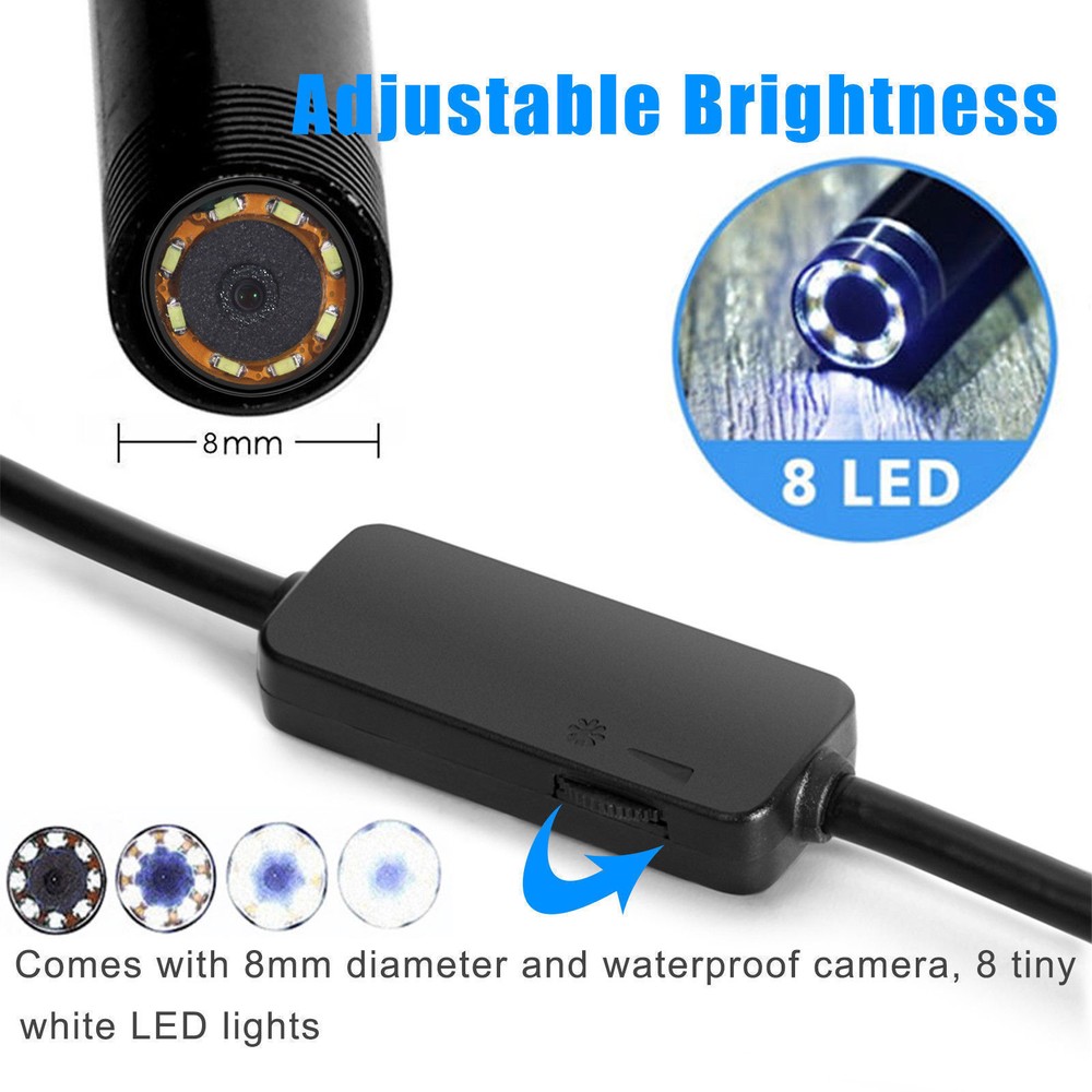5M 8LED Wireless Endoscope WiFi Borescope Inspection Camera for iPhone Android