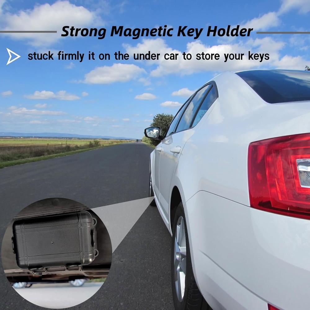 2 Pcs Magnetic Key Holders Under Car, Hide Box for Small, black