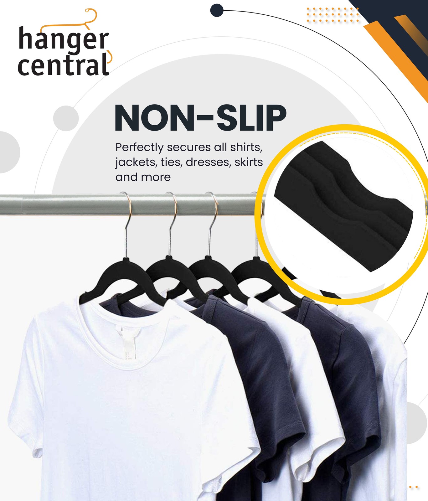 25 Pack 17 Inch Black Velvet Clothes Hangers with Swivel Hook