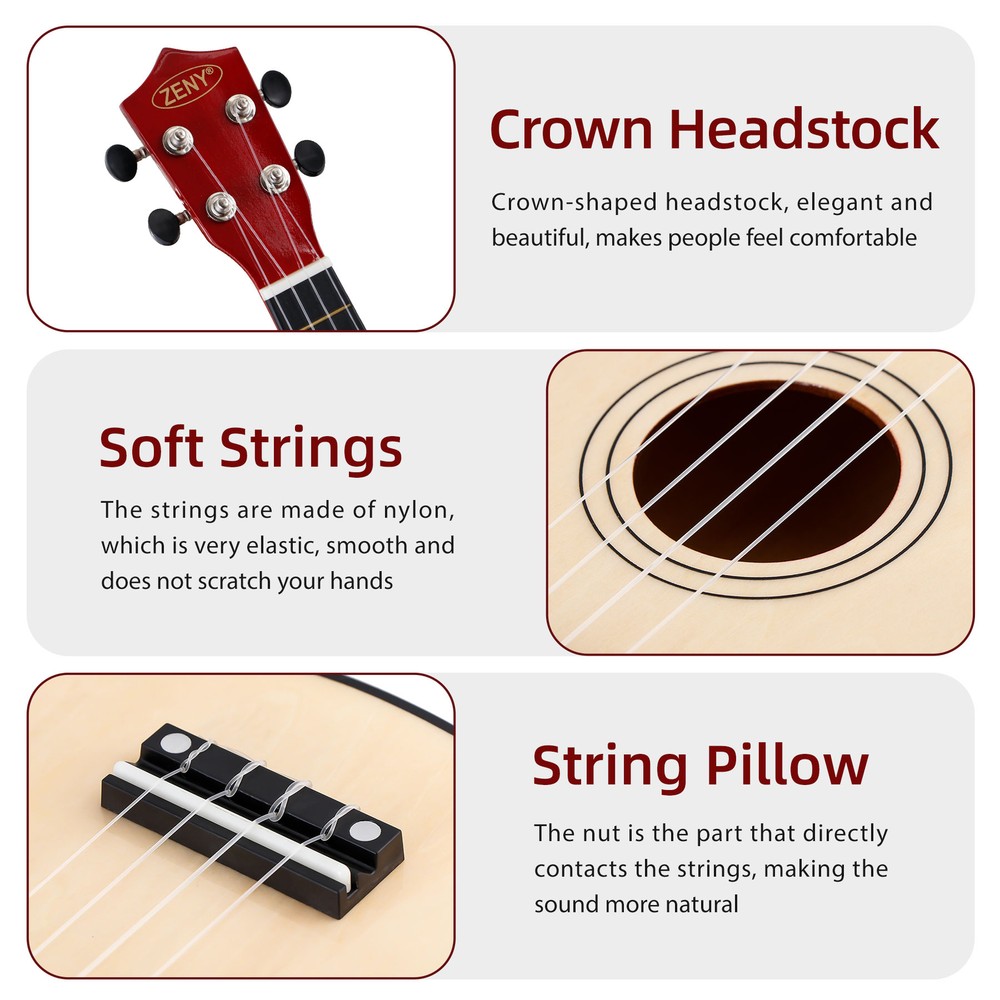 21 inch Ukelele Beginner Kit with Gig Bag, Digital Tuner, Strings, Strap, Cloth