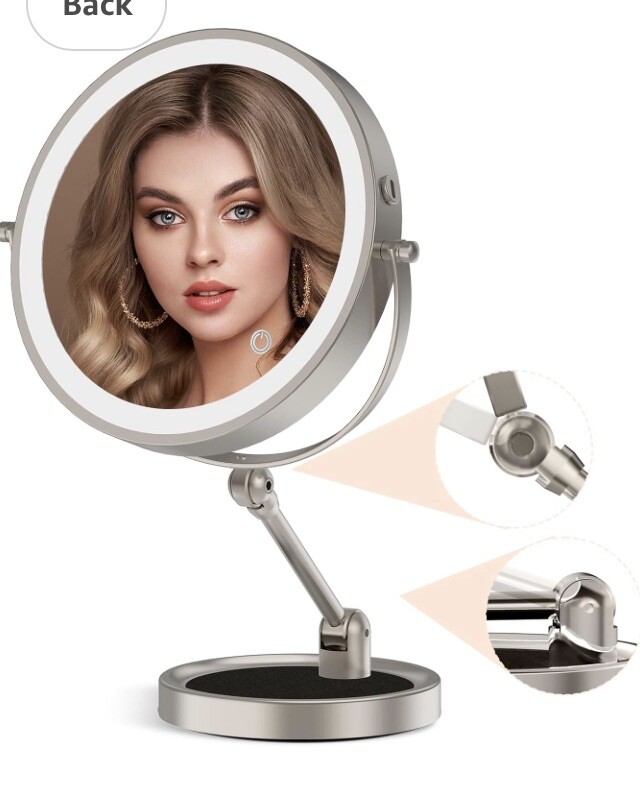 Double-Sided Lighted Rechargeable Makeup Mirror 1x/10x magnification