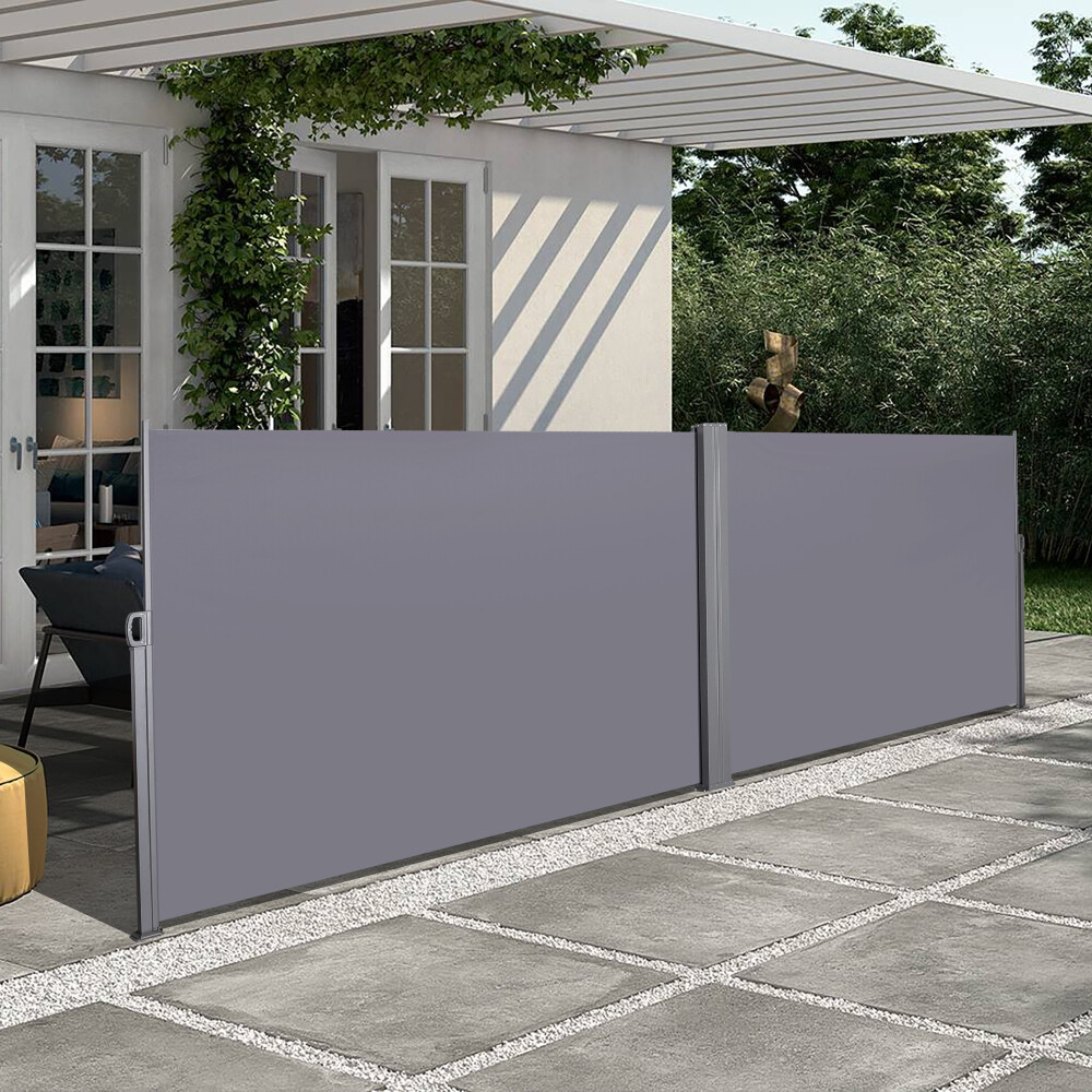 276" x 71''Waterproof & UV-Resistant Retractable Side Awning Grey