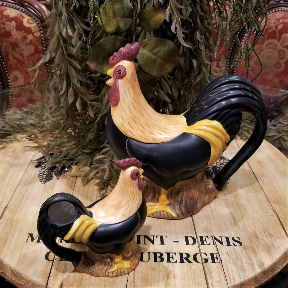 SAKURA Warren Kimble Rooster Pitcher & Creamer Set