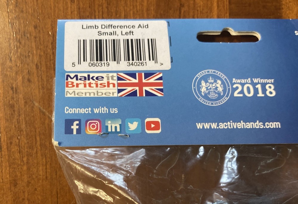 Active Hands Limb Difference Gripping Aid | Small Size For Left Hand | Black!