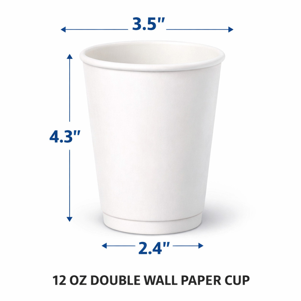 12oz Double Wall Paper Cups 500 Pack Bulk Disposable Coffee Cups
