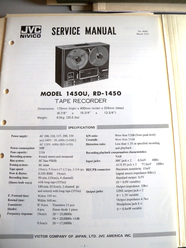 ORIGINAL JVC SERVICE MANUAL 145OU NICE!