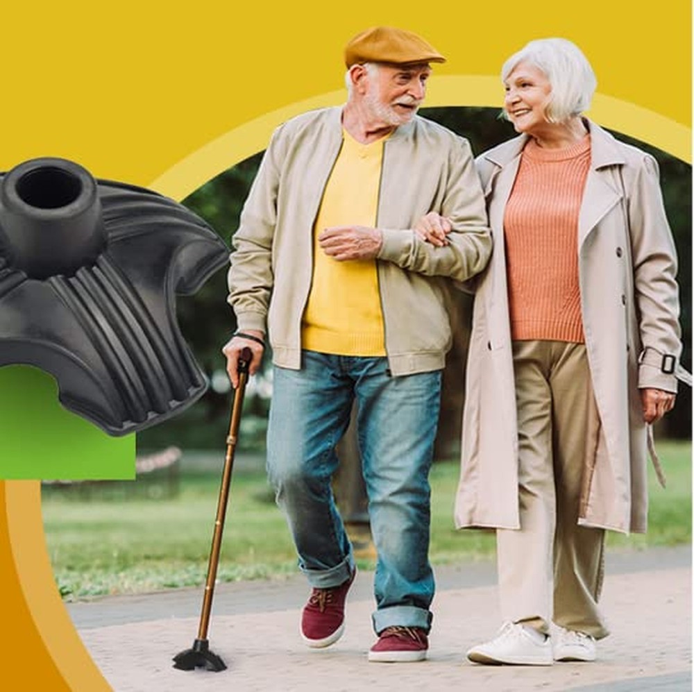 Stand Alone Quadruple Cane Tip Uneven Terrain Walking Stick Base Stabilizing ...