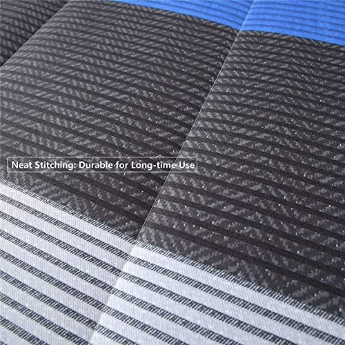 Striped Comforter Set Size, 3 Pieces Grey and Patchwork Stripe Full Blue