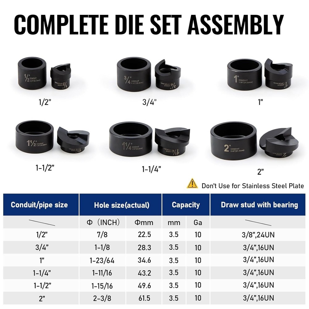Ratchet Knockout Punch Set 6-Piece Kit