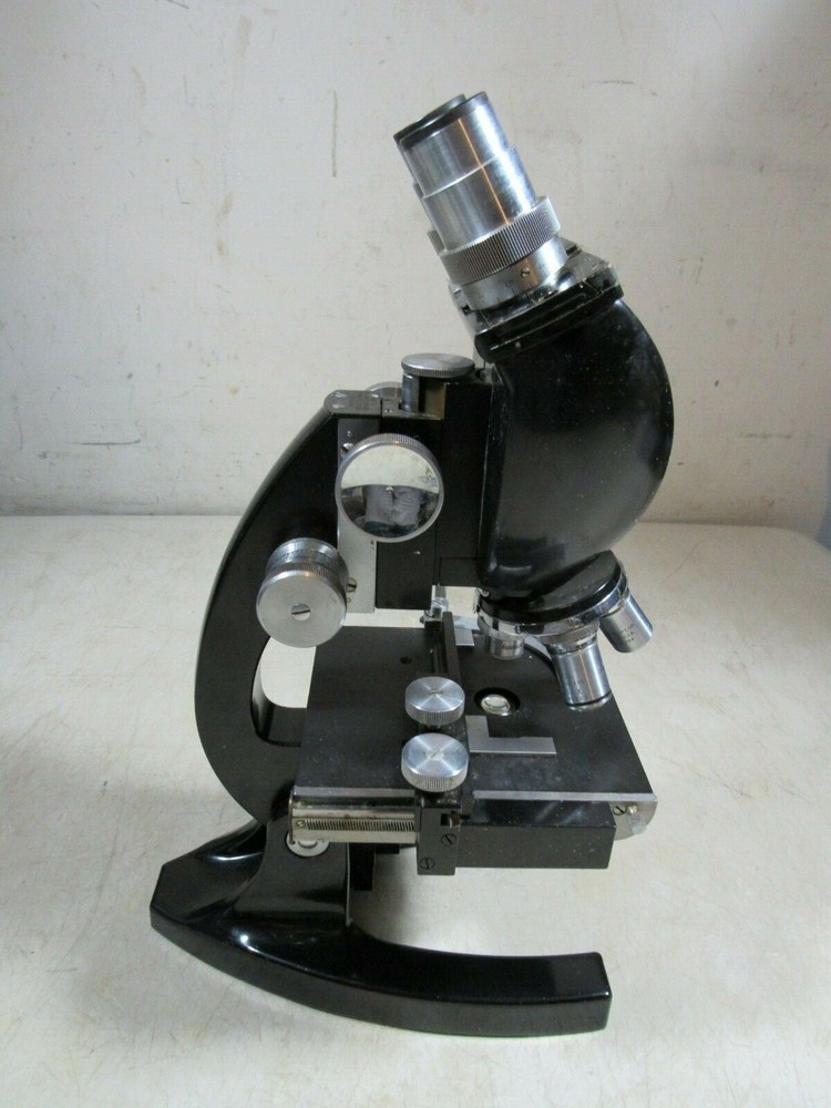 Antique 1945 Bausch & Lomb Binocular Stereo Microscope Monolux Light W/Case