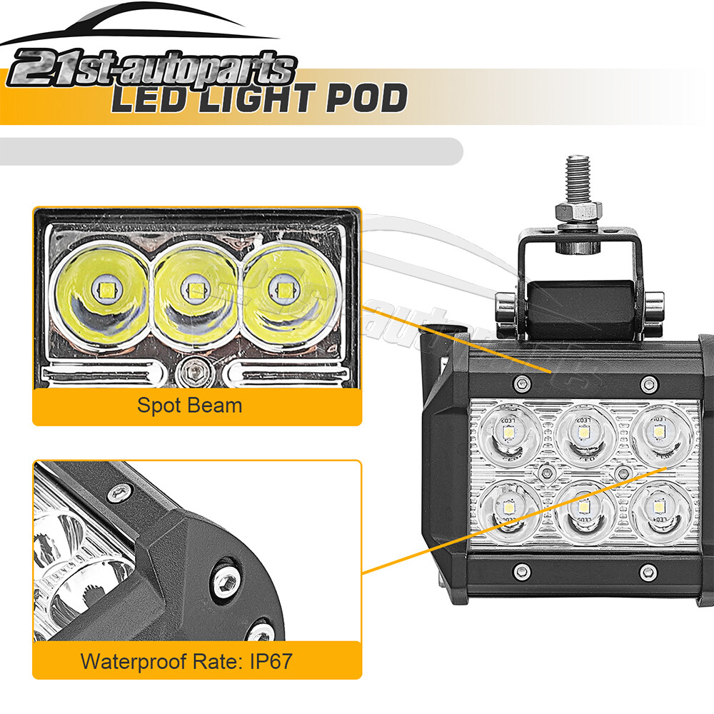 2024 For Polaris Ranger 570 900 1000 52" LED Bar+Pod Light Front&Rear Roof Mount