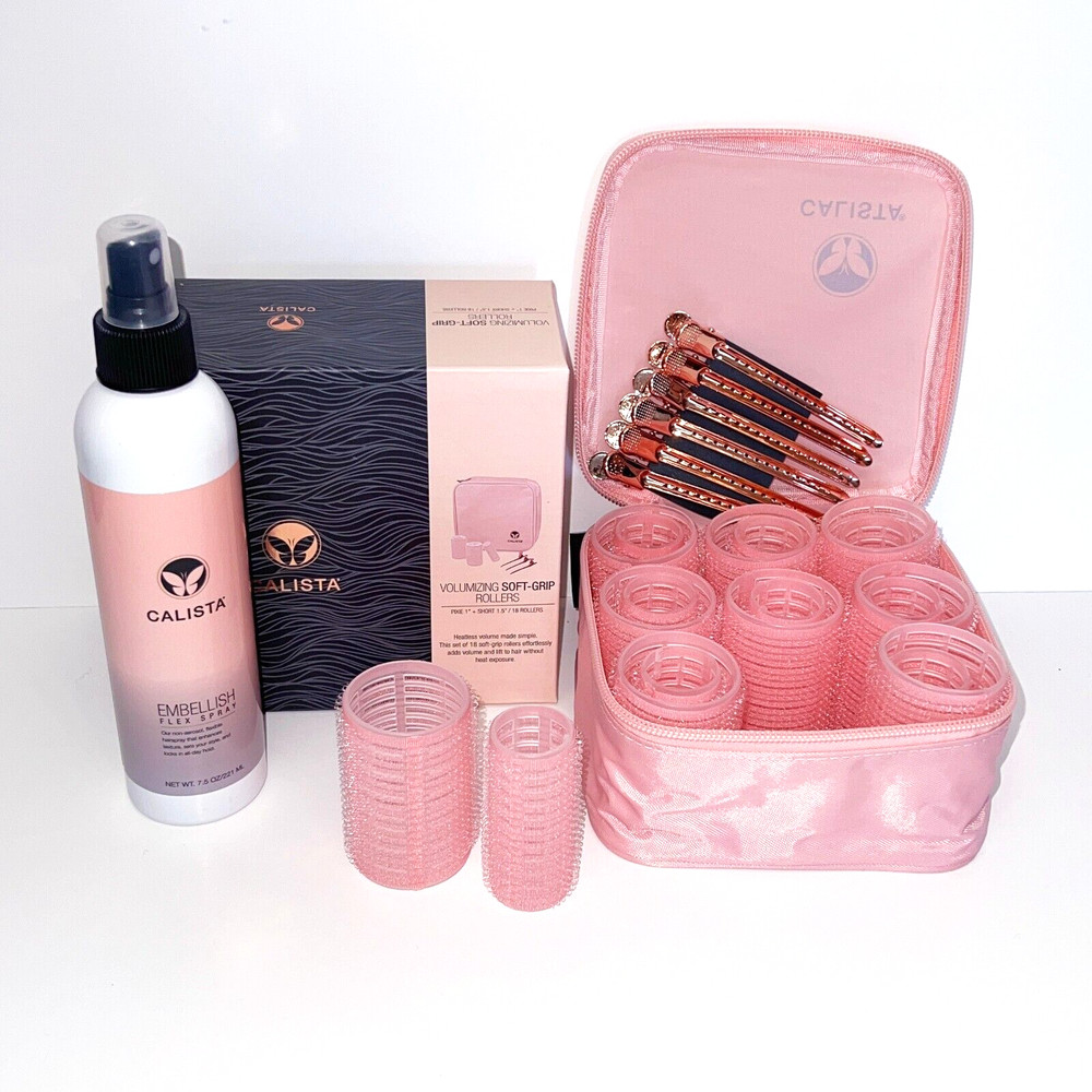 Calista Volumizing Self Grip Rollers Curlers Clips Case PIXIE SHORT With Spray