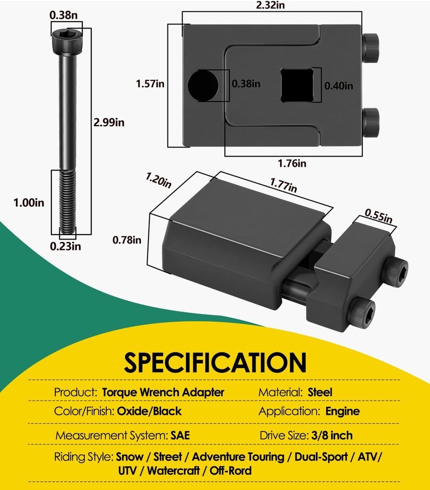 for Motion Pro Adjustable Torque Wrench Adapter 08-0380