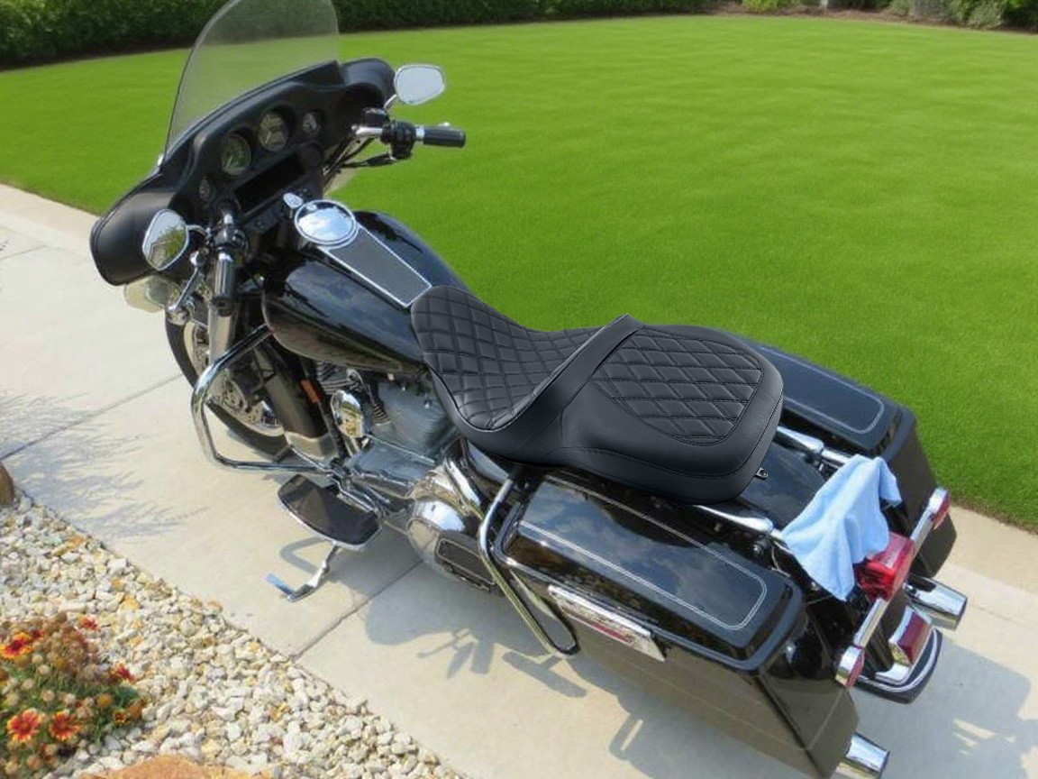 Driver Passenger Seat Low-Pro For Harley Touring Electra Glide Classic 1997-2007