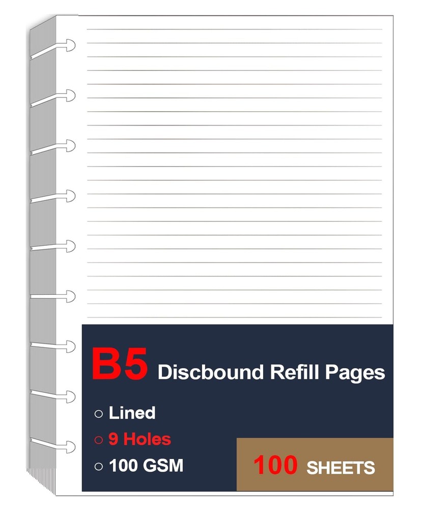 9 Disc Lined Refills for Happy Planner, Classic Size Discbound Lined Refill P...