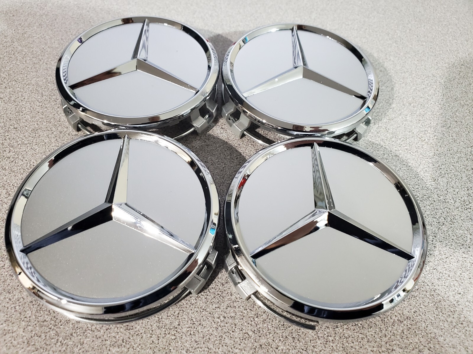 Set Of 4 75MM Wheel Center Rim Hub caps for Mercedes-Benz Silver Chrome Star