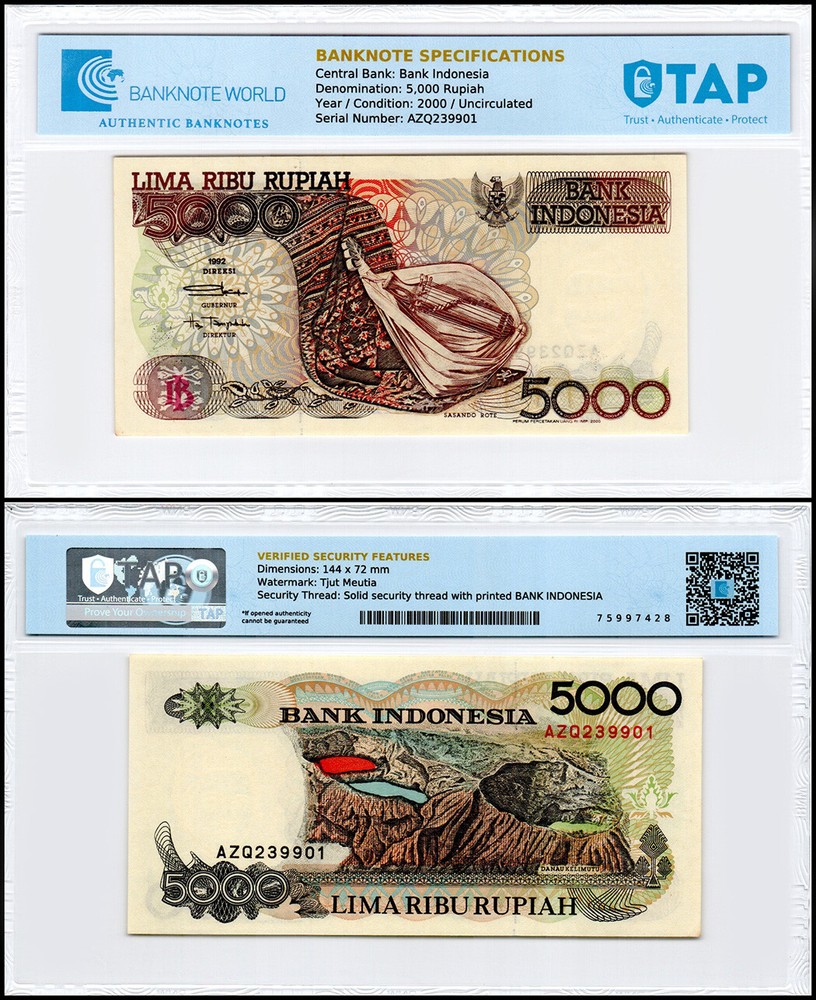 Indonesia 5000 Rupiah, 2000, P-130i, UNC, Authenticated Banknote