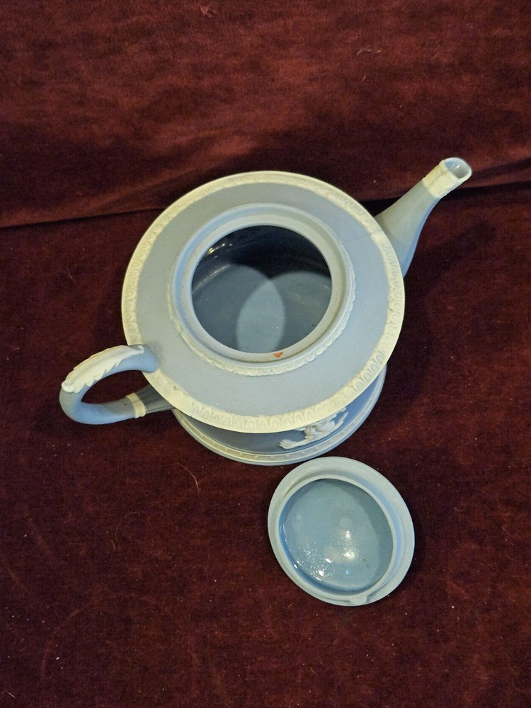 Neoclassical Embossed Cream on Blue Single Teapot