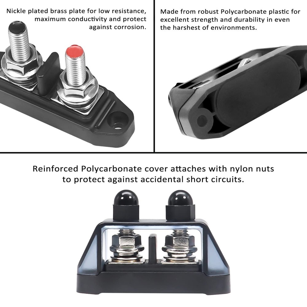 Positive Negative Power Distribution Block 5/16" Studs