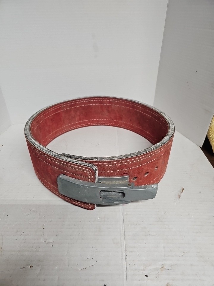 Red Double Suede Powerlifting Lever Belt Size Medium